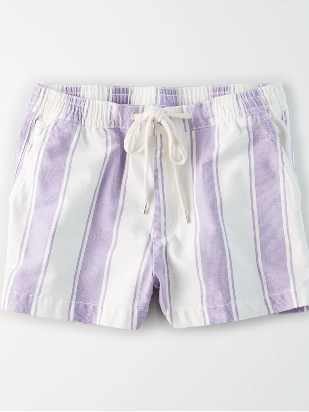 American Eagle Outfitters Lilac and White Striped Drawstring Shorts